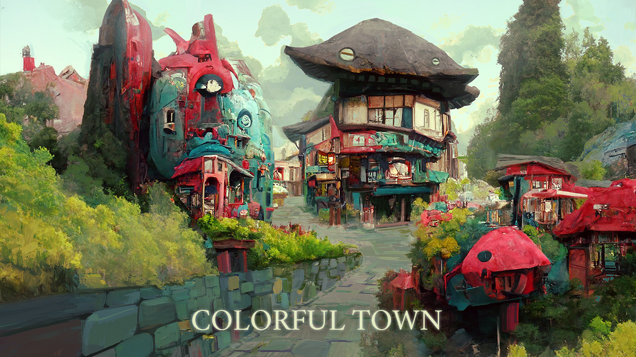 Colorful town background v2