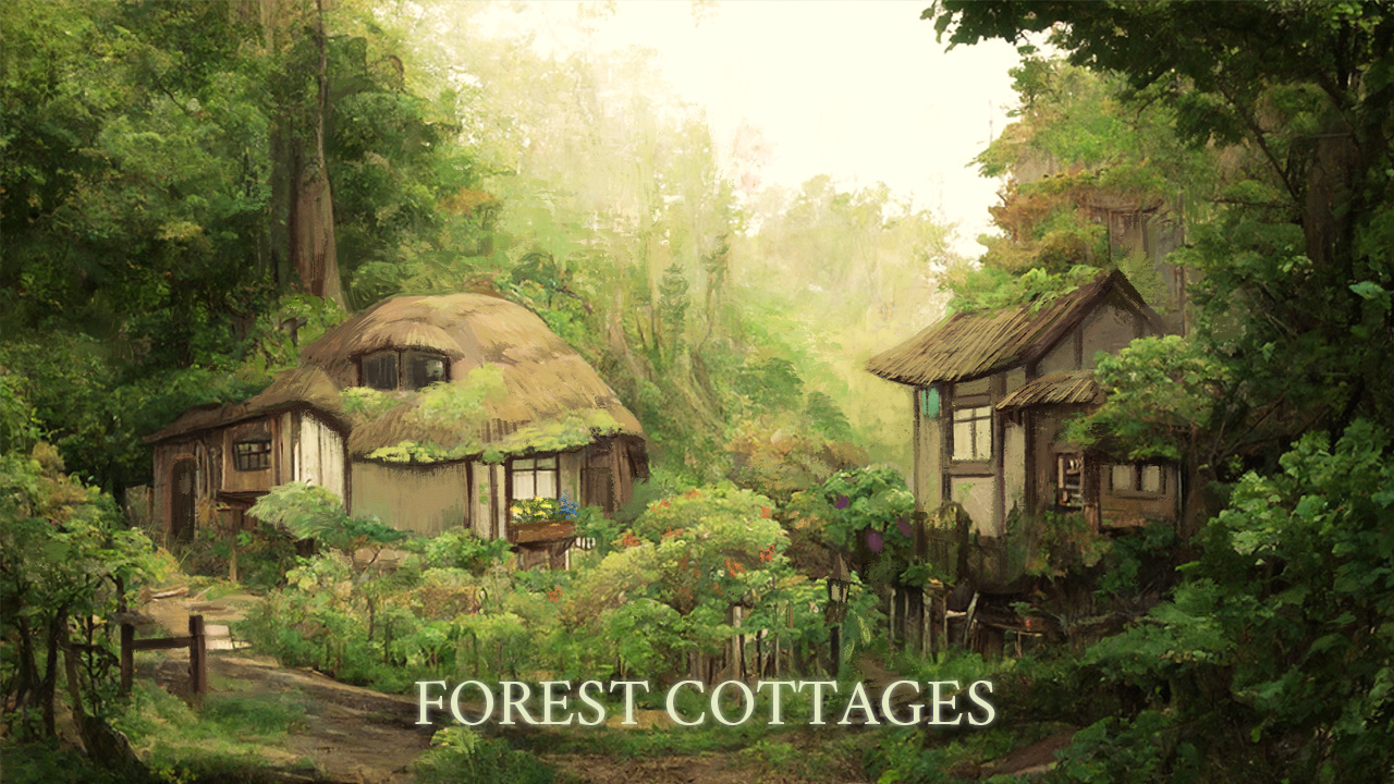 Forest cottages background