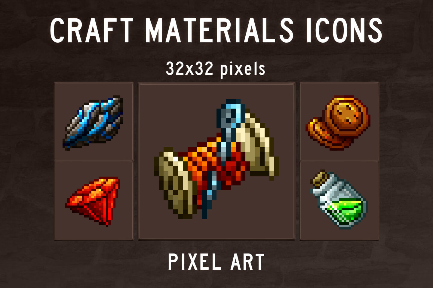 48 Rpg Crafting Material Icons By Free Game Assets Gui Sprite Tilesets 9747