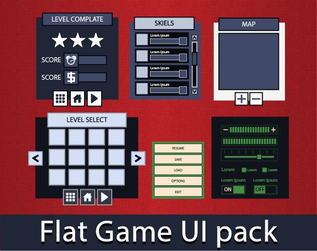 flat design game user interface game asset